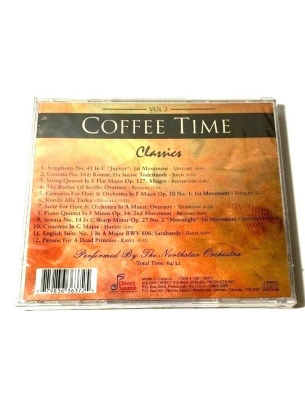 Vintage CD Coffee Time Classics Vol. 2 By The Northstar Orchestra Mozart Bach - Picture 2 of 5
